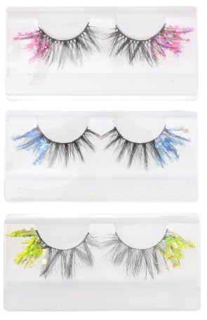 Lurrose Falsche Wimpern Glitzer Flauschige Lange Dramatische Wimpern Für Frauen Und Mädchen Party Alltag Makeup Zubehör