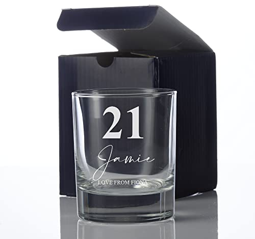 ukgiftstoreonline Engraved Personalised 21st Birthday Whiskey Glass Gift Boxed