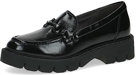 CAPRICE Damen Loafer mit Plateau Memotion Lack Business Slippers Weite G, Schwarz (Black Naplak), 41 EU
