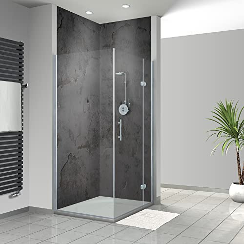 WANDFREUDE individuelle Duschrückwand Aluverbundplatte auf Maß (2 Stück - Sichtbeton - Premium Matt Lack) – Dusche Wandverkleidung Duschwandverkleidung Duschrückwände