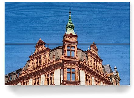artboxONE Holzbild 30x20 cm Städte Giebel, Fenster, Himmel von Künstler Rico Ködder
