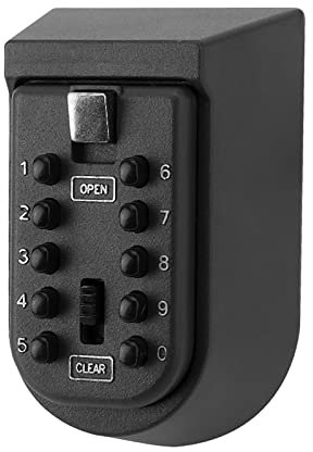 Cyrank Key Lock Box Wall Mounted, 10 Buttons Password Key Lock Box for Outside Key Safe Security Storage Lock Box Lock Box for House Key