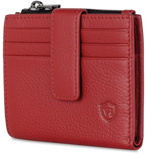 VON HEESEN Leder Kartenetui Geldbörse mit RFID-Schutz - Portemonnaie für Damen & Herren aus echtem Leder - Kartenhalter mit Münzfach - Geldbeutel für Frauen und Männer in Rot
