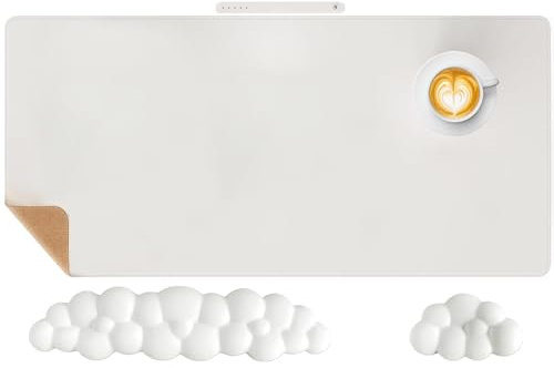 lives 2024 Verbesserte Leder-Cloud-Tastatur-Handgelenkauflage, 3-in-1 Cloud-Handgelenkauflage mit 35,7 x 39,9 cm Leder-Schreibtischunterlage, Memory-Schaum-Handballenauflage, Mauspad-Auflage für