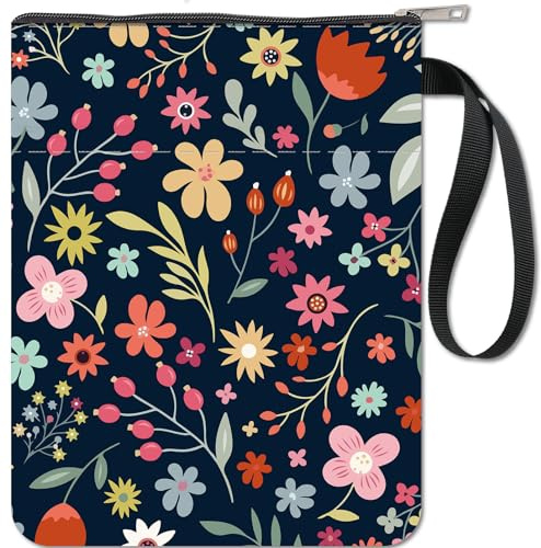 CRASPIRE Fundas para Libros de Flores Protector Florales Bolsillo Funda Tela Lavable con Cremallera Y Adicional Amantes