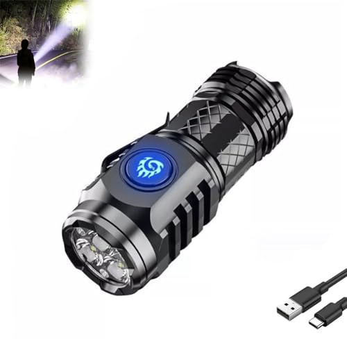 LUCKKY Three-Eyed Monster Mini Flash Super Power Flashlight, Lampe De Poche De Monstre à Trois Yeux, Lampe Torche LED Rechargeable, Mini Lampe de Poche LED, Lampe de Poche Étanche avec 5 Modes (Noir)