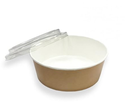 WYN WHATEVER YOU NEED 50 Tazones/Bowls Desechable Kraft 1000ml- Ideal para Catering - Resistente, Hermético, Seguro y Reciclable - Ø14,5cm - Fácil de Transportar