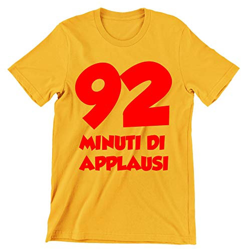 Incidiamo T-Shirt Uomo Film Cult Ugo 92 Minuti di applausi - Film Cult Italiani - Maglietta Manica Corta Gialla Taglia XL