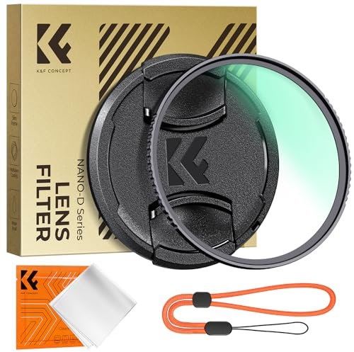 K&F CONCEPT 55MM UV Filter Ultra Definiton 24 Layers Multi Coated Ultraviolet Protection Lens Filter with Lens Cap Cleaning Cloth (Nano-D Series)