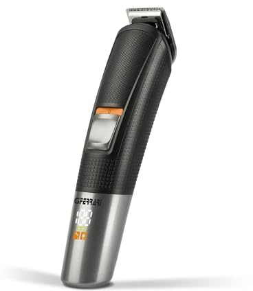 G3 Ferrari G30062 Razor Set, cortador de barba y pelo 5 en 1, recargable, ajuste de corte de 3-12 mm, pantalla digital, autonomía 60 min, 5 en 1, inalámbrico