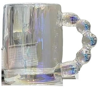 Tasse à eau en verre irisé avec poignée à bulles - Tasse créative transparente pour café, jus et autres articles de table uniques