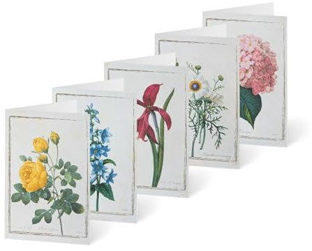 Unicef Glückwunschkarten Set (10 St., 5 Motive) mit Umschlägen -Botanische Blumen Spendenkarten Premium Klappkarten inklusive Briefumschlag -hochwertige Grußkarten made in Germany 17,5 x 11,7 cm