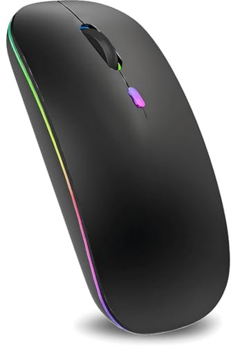 Wireless Mouse for Laptop – Slim Silent Rechargeable Bluetooth & 2.4GHz Gaming Mouse, 800-1600 DPI Optical Portable Computer Mouse with Mouse Jiggler, Compatible with Desktop & Tablet.