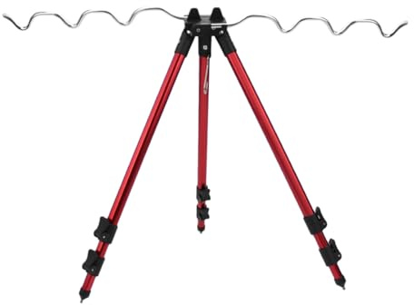 lvifloae Cañas de pescar Trípode telescópico de aluminio soporte de caña de pescar Soporte de caña de trípode para banco Pescar para garaje Caña de pescar hielo (Red)