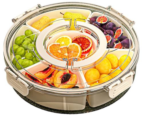 NASSMOSSE Geteilte Servierschale mit Deckel und Griff versiegelter feuchtigkeitssicherer Snackbox-Behälter geteilte Obstbehälter für Kühlschrank, die Food Outdoor Party servieren