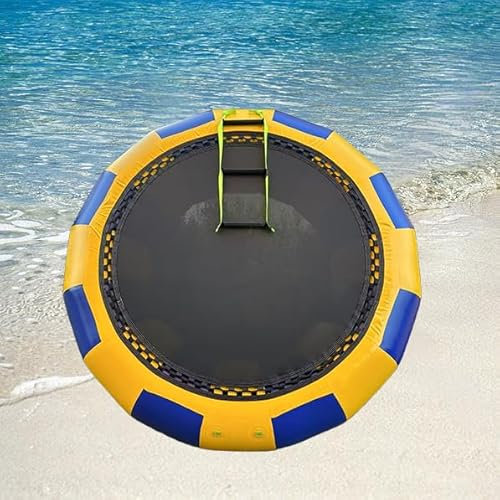 Dxysyldrun Lake Inflatable Swim Platform Water Trampoline, Leisure Water Trampoline Floating Trampoline with 3 Steps Rope Ladder for Adults/Kids,10Ft