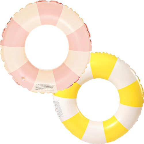 Simring vuxna, luftmadrass, simdäck, uppblåsbar, uppblåsbar simbassäng, simmare, simring, rör för sommarpoolfest (rosa gul 70)
