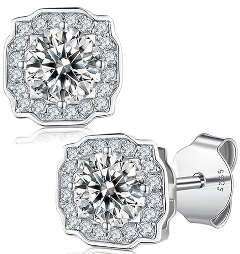 Orecchini in moissanite per donna, diamante in moissanite da 0.5-1CT, coltivato in laboratorio, in argento 925 placcato in oro bianco 18K, orecchini in argento, regalo di gioielli.