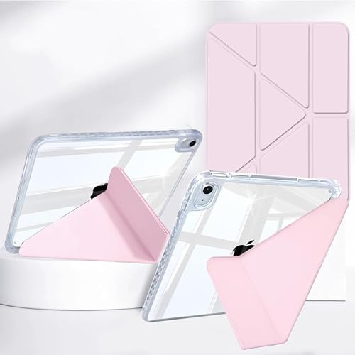 Rosbtib Funda para iPad (A16) 11 Generación 11 Modelo 2025/ iPad 10 Generación 10.9 Modelo 2022, Soporte Plegable abatible Multi-View, Panel Trasero Transparente con Soporte para bolígrafo, Rosa