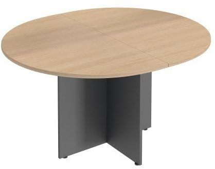 Générique Table de réunion Ovale L 140 cm Plateau chêne Clair Pieds Croix Essens (Anthracite)