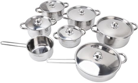 Pentole in Acciaio Inossidabile Premium da 6 Pezzi Set, Tesa a Prova Ad Alta Temperatura, Padella per Zuppa a Maniglia Singola, Padella di Latte, Utensili da Cottura da
