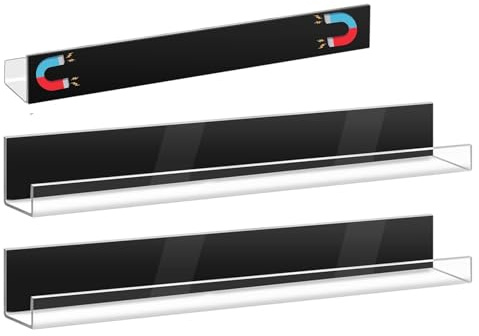 Magnetisches Bücherregal - Acryl Magnetischer Buchhalter Set, Mehrzweck-Organizer- für Wand und Kühlschrank | 2 Stück schwebendes für Klassenzimmer, Küche, Kinderzimmer, Whiteboard-Nutzung