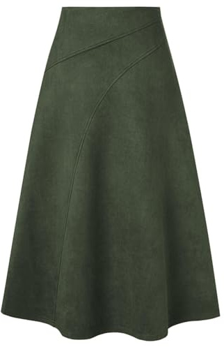 Kate Kasin Damen Eleganter Verdicktem Wildleder Midirock A-Linie Rock Faux Wildleder hoch taillierte Bodycon A-Linie Midi Röcke