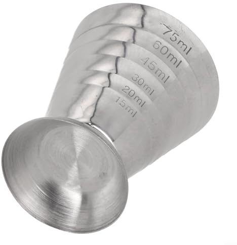BlesConi Misurino in acciaio inox da 75 ml, doppio misurino da barista con più marcature di misurazione, per cocktail e bevande miste