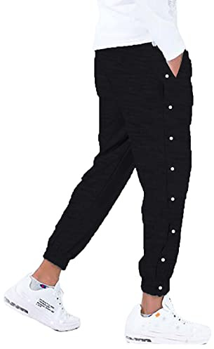Reha Hose Damen Herren Seitlich Zu Öffnen Baggy Trainingshose mit Seitlichem und Reißverschluss Am Bein Weites Bein Schnellfickerhose Druckknöpfen Sporthose Freizeithose Breite Jogginghose 2025 Neu