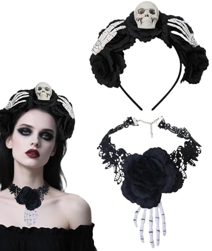 Luckxing Coiffe Gothique Halloween,Serre-Tête Collier Gothique pour Femme - Diadème Vintage pour Costume Halloween Fêtes Masquées Événements Thématiques