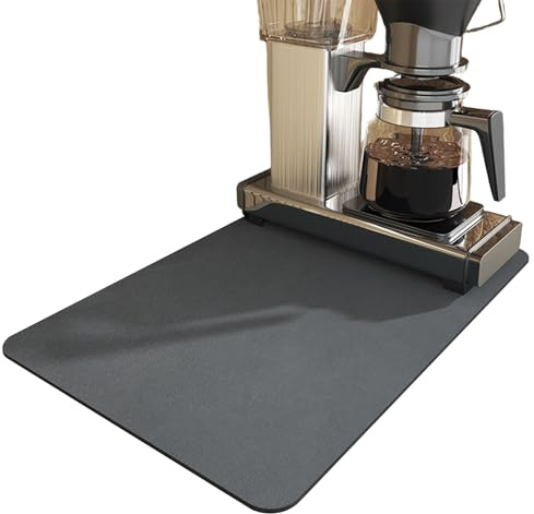 Coffee Machine Mat 50×40cm, Kitchen Super Absorbent Draining Mat Quick Drying Dish Drying Mat with Waterproof Technical Fabric for Kitchen Counter Coffee Machine Grey