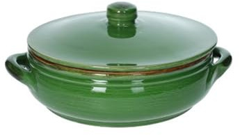 Brandani tegame basso con 2 manici e coperchio terracotta da fuoco verde Ø 27 cm