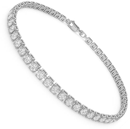 Dada Gioielli - Bracciale Tennis Donna Zirconi da 3 mm Lunghezza 17+3 cm Acciaio Inossidabile Elegante e Resistente, Idea Regalo Donna (Zircone Bianco)