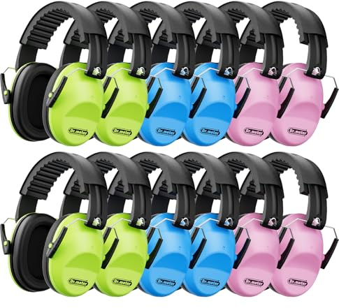 Dr.meter 12Pack Ear Muffs for Noise Reduction: 27.4SNR Noise Cancelling Headphones for Kids Adults, EM100 Adjustable Classroom Hearing Protection Earmuffs for Monster Jam, Concerts, Kid Autism Sensory