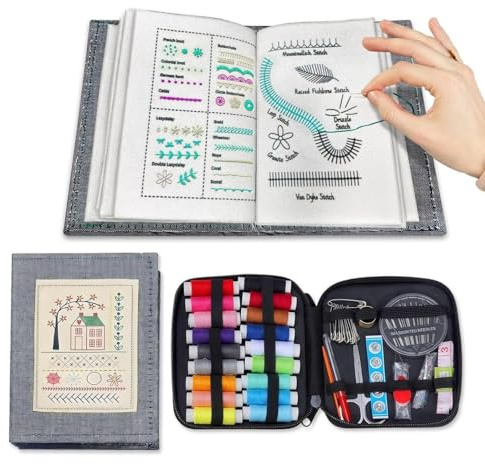 Generico Libro de puntos, libro de instrucciones para el bordado, DIY Stitching Book, Stitches Sample Book con nombre de bordado, adecuado para aprender el bordado, viene con un kit de costura