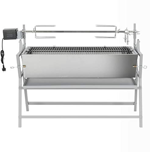 Barbacoa con pincho giratorio de hierro y acero inoxidable, parrilla eléctrica con parrilla de 106,5 x 51,5 cm, horno de mesa para asar, hornear, camping y cocina, ahorra espacio con función de horno