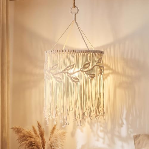 YOFHPT Lampenschirm Hängelampe Makramee, 65 * 30cm Boho Lampenschirm Makramee, Böhmischer Lampen-schirm für Wohnzimmer Büro Hotel Kinderzimmer Schlafzimmer