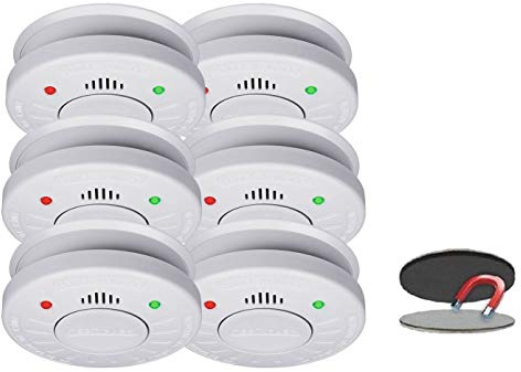 Set de 6 Smartwares 10 Année Détecteur de fumée – Certifié VDS – stummschaltfunktion – avec plaque aimantée pratique pour la montage & Propre rapide.