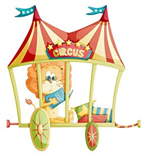 DECOLOOPIO - Sticker Cirque : Lion Chapiteau - 28 x 31 cm