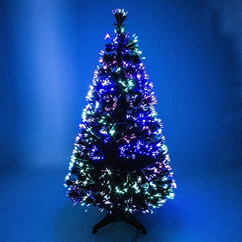 Sandal Stars 3ft, Green Artificial Fibre Optic Christmas Xmas Tree with Multi LED Source 90cm,