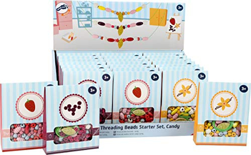 small foot Display Holz-Fädelperlen Starterset Candy, Freundschaftsbänder- und Ketten basteln, ab 3 Jahren, 11250