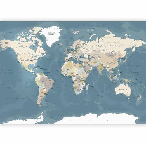 murando Photo Wallpaper World map 147x105 cm - Peel and Stick Self-Adhesive Foil Print Wall Mural Continent Map k-B-0063-a-a