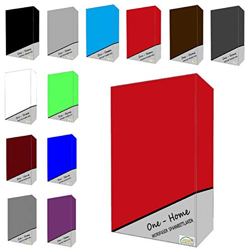 one-home Microfaser Spannbettlaken Spannbetttuch Bettlaken Betttuch mit Rundumgummi, Farbe:Rot, Maße:180x200 cm - 200x200 cm