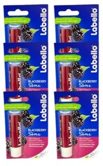 6er Pack - Labello Lipcare/Lippenpflegestift - Blackberry Shine - 4,8 g