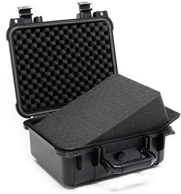 Wiltec Universalkoffer 35x29,5x15 cm schwarz, Schutzkoffer wasserdicht mit Druckausgleichsventil & anpassbaren Schaumstoffmatten