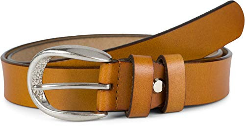 styleBREAKER Unisex Echtleder Gürtel 2,8 cm | Glattes Rindsleder Einfarbig | Edle geprägte Schnalle | Eleganter Look für Anzug & Jeans | Kürzbar, Farbe:Camel, Größe:105cm