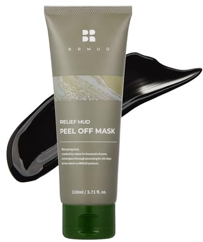 BRMUD Relief Mud Peel Off Mask - Gentle, Hypoallergenic, Exfoliating Deep Pore Blackhead Cleanser & Sebum Control - Korean Skincare for All Skin Types (3.72 fl oz)