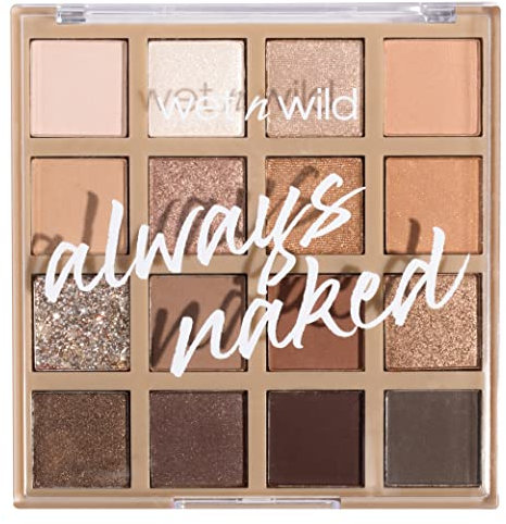 Wet n Wild Always Naked Palette de Fards à Paupières, Ombres à Paupières Neutres et Mélangeables avec Finitions Mates, Pailletées et Scintillantes, avec 16 Teintes Ultra-Pigmentées