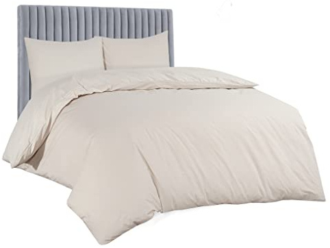 AATH COLLECTION Duvet Cover Bedding - Single, Double, King, Super King Size - Egyptian Cotton Duvet Set with Pillow Cases - 100% Long Staple Soft Cotton - Easy Closure (King, Mocha)