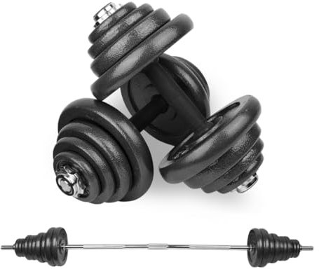 wuuhoo® Kurzhantelset Phil Kurzhantelstange inkl. Hantelscheiben aus Gusseisen 27/30 mm, Kurzhanteln Stahl verchromt mit Sternverschluss - Fitnessgerät für Zuhause 50 kg